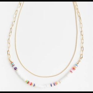 Torrid White Beaded Layer Gold Tone Necklace & Matching Anklet